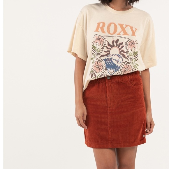 ROXY Burnt Orange Silent Days Corduroy Skirt Juniors Size Small NWT - Picture 2 of 6
